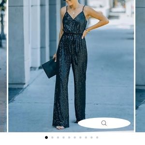 Vici STARRY NIGHT SEQUIN JUMPSUIT - BLACK
